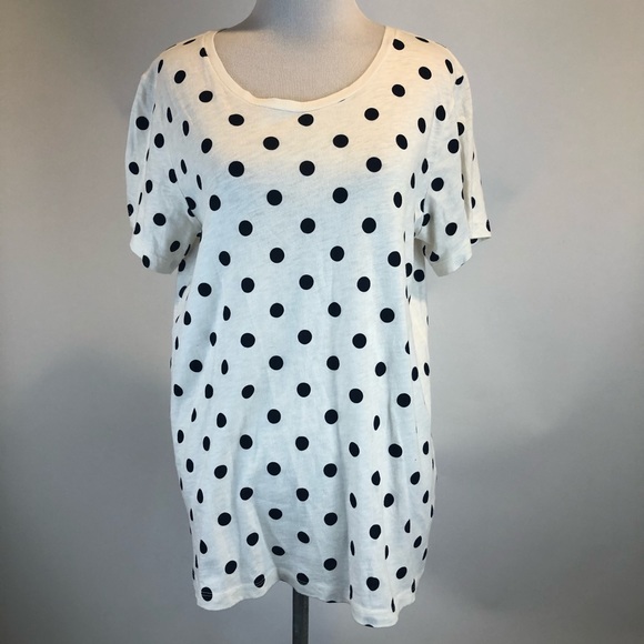 J. Crew Tops - J. Crew polka Dots Collectors Tee SZ M Short Sl